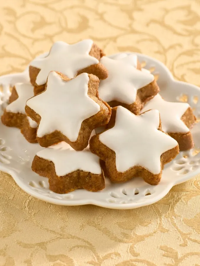 German Iced Cinnamon Star Cookies