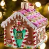 Gingerbread House Blown-Glass Christmas Ornament