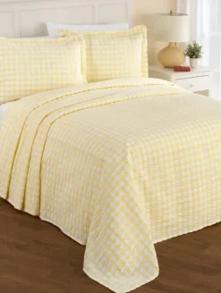 Gingham Cotton Seersucker Bedspread or Pillow Sham