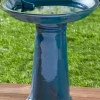 Glazed Ceramic Pedestal Bird Bath