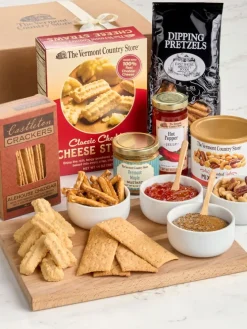 Gourmet Cheese Crackers, Nuts, and Dipping Pretzels Gift Box