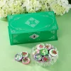 Green Filagree Tin With Foiled Milk Chocolate Violets