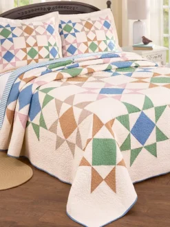 Guiding Star Quilted Cotton Bedspread or Pillow Sham
