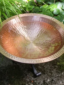 Hammered Copper Birdbath With Stand