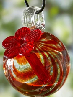 Hand-Blown Glass Hummingbird Feeder