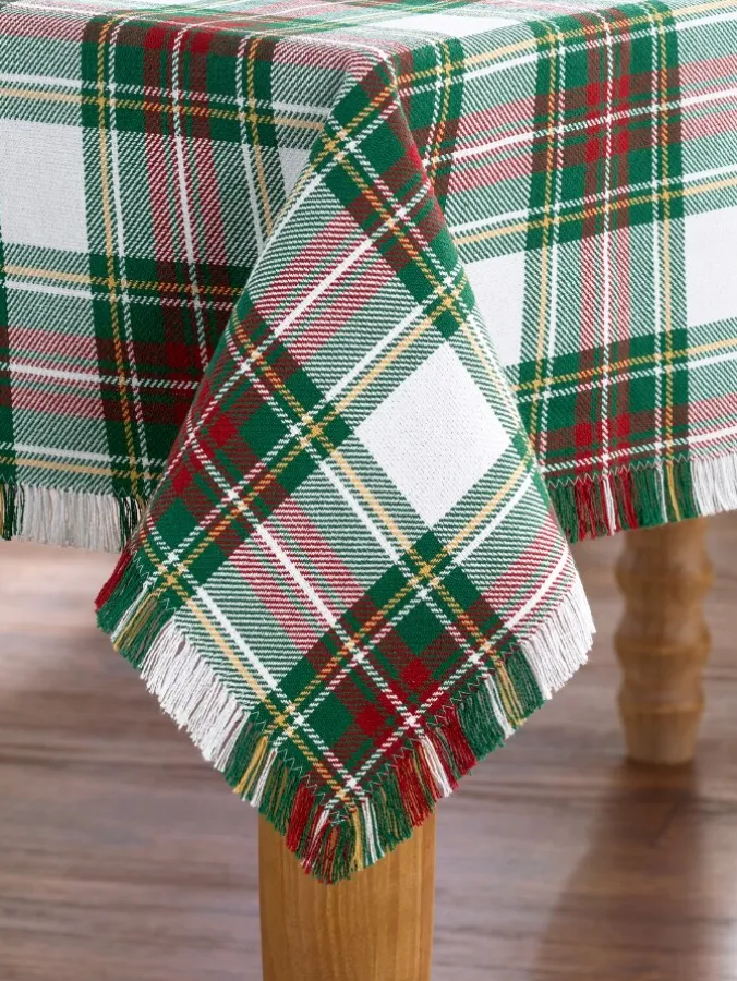 Hartland Christmas Plaid Mountain Weave Cotton Tablecloth