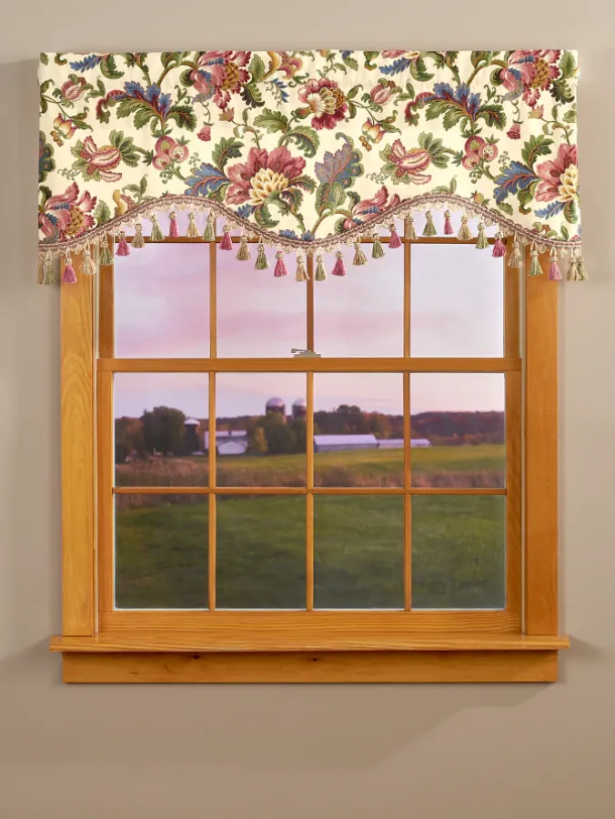 Hearthwood Floral Scalloped Valance With Tassel Trim by Country Curtains®