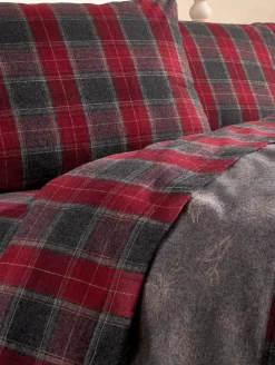 Heathered Plaid Portuguese Cotton Double-Flannel Blanket or Throw