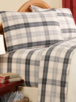 Heathered Plaid Portuguese Cotton Flannel Sheet Set