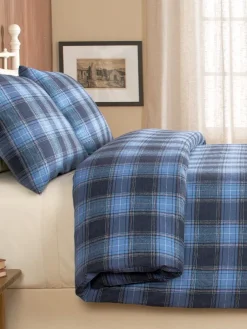 Heathered Plaid Portuguese Flannel Comforter Cover