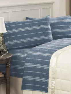 Heathered Stripe Portuguese Flannel Sheet Set