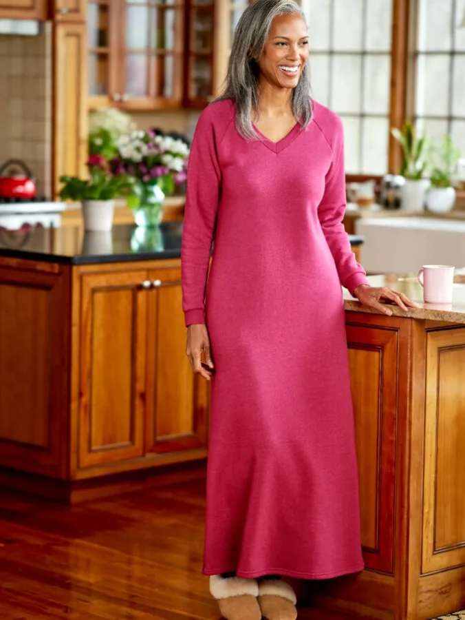 Heathered Sweatshirt V-Neck Popover Nightgown