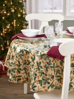 Heavy-Duty Print Christmas Oilcloth Tablecloth