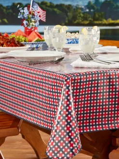 Heavy-Duty Printed Patriotic Oilcloth Tablecloth