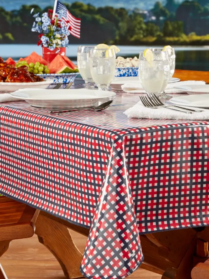 Heavy-Duty Printed Patriotic Oilcloth Tablecloth