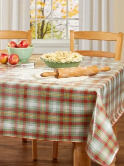 Heavy-Duty Print Oilcloth Tablecloth in Fall Plaid