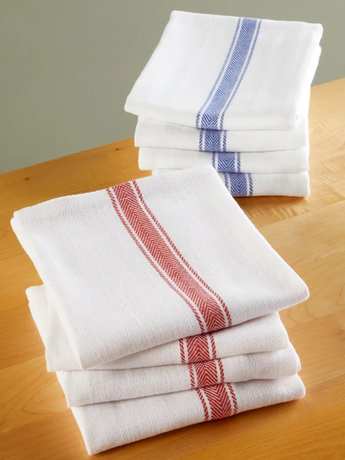 Herringbone Striped Cotton Kitchen Towel, Set of 4