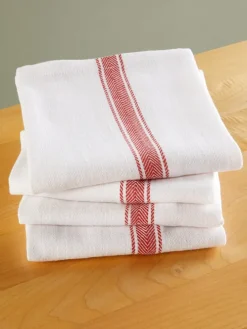 Herringbone Striped Cotton Kitchen Towel, Set of 4