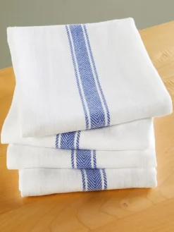 Herringbone Striped Cotton Kitchen Towel, Set of 4
