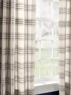 Hillside Plaid Lined Rod Pocket Curtains in Sage