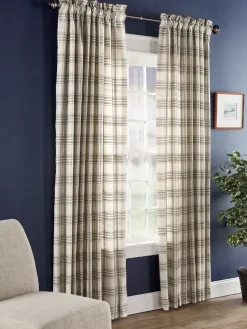 Hillside Plaid Lined Rod Pocket Curtains in Sage