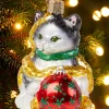 Holiday Kitten Blown-Glass Christmas Ornament