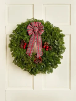 Holiday Tartan 24 Inch Balsam Wreath