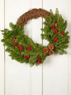 Homestead Grapevine and Fresh Balsam Christmas Wreath, 24 Inch