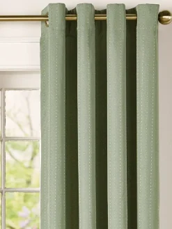 Hudson Dot Room-Darkening Grommet Top Short Curtains by Country Curtains®