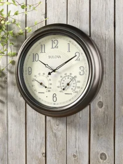 Illuminated Outdoor Clock With Thermometer