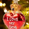 I Love My Dog Blown-Glass Christmas Ornament