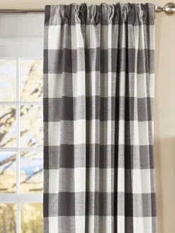 Insulated Jumbo Buffalo Check Lined Rod Pocket Curtains With Back Tabs