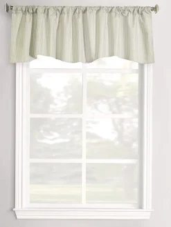 Insulated Ticking Stripe Lined Rod Pocket Scalloped Valance