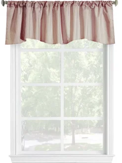 Insulated Ticking Stripe Lined Rod Pocket Scalloped Valance