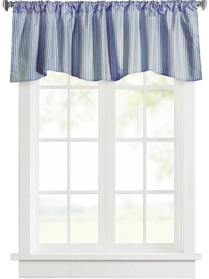 Insulated Ticking Stripe Lined Rod Pocket Scalloped Valance