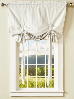 Insulated Ticking Stripe Tie-Up Balloon Valance