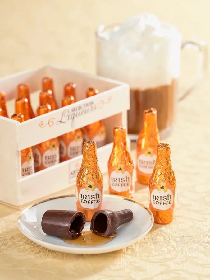 Irish Coffee and Whiskey Filled Chocolate Bottles