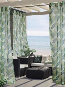 Island of Palms Semi-Sheer Outdoor Grommet Top Panel