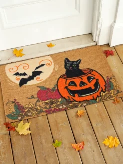 Jack-o'-Cat Halloween Doormat