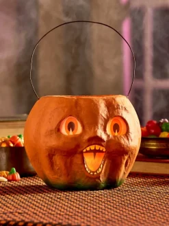Jack-o'-Lantern Papier-Mache Halloween Bucket