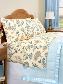 Jacobean Blooms Portuguese Cotton Percale Sheet Set