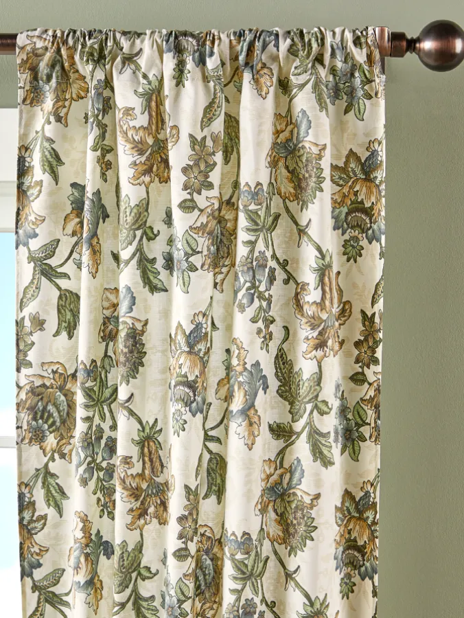 Jacobean Garden Rod Pocket Curtains