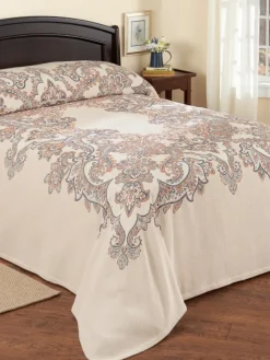 Jacobean Paisley Cotton Tapestry Bedspread
