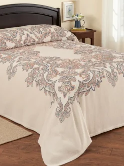 Jacobean Paisley Cotton Tapestry Bedspread