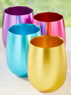 Jewel-Tone Aluminum Goblet, Set of 4