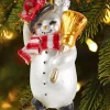 Jolly Snowman Blown-Glass Christmas Ornament