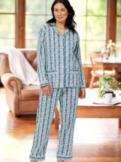 Lanz Classic Cotton Flannel Tyrolean Pajama Set