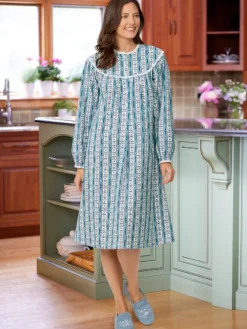 Lanz Classic Tyrolean Cotton Flannel Nightgown, 44 Inch