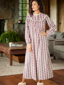 Lanz Classic Tyrolean Cotton Flannel Nightgown, 54 Inch