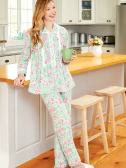 Lanz Nantucket Rose Flannel Pajama Set
